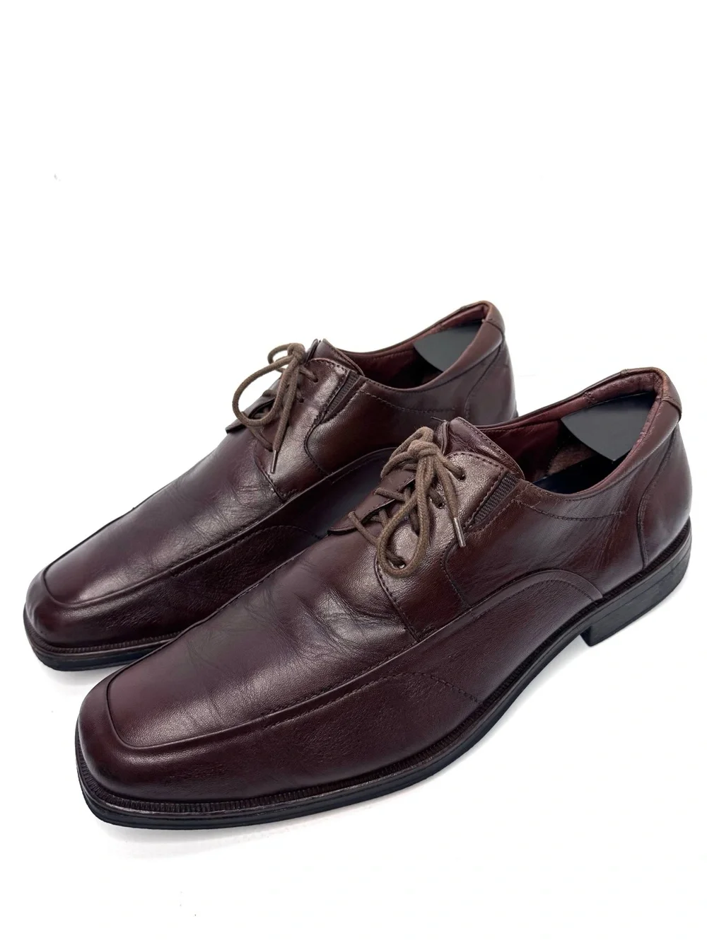 Johnston & Murphy Mens 12M Brown Leather Lace Up Bicycle Toe Dress Shoes Brazil